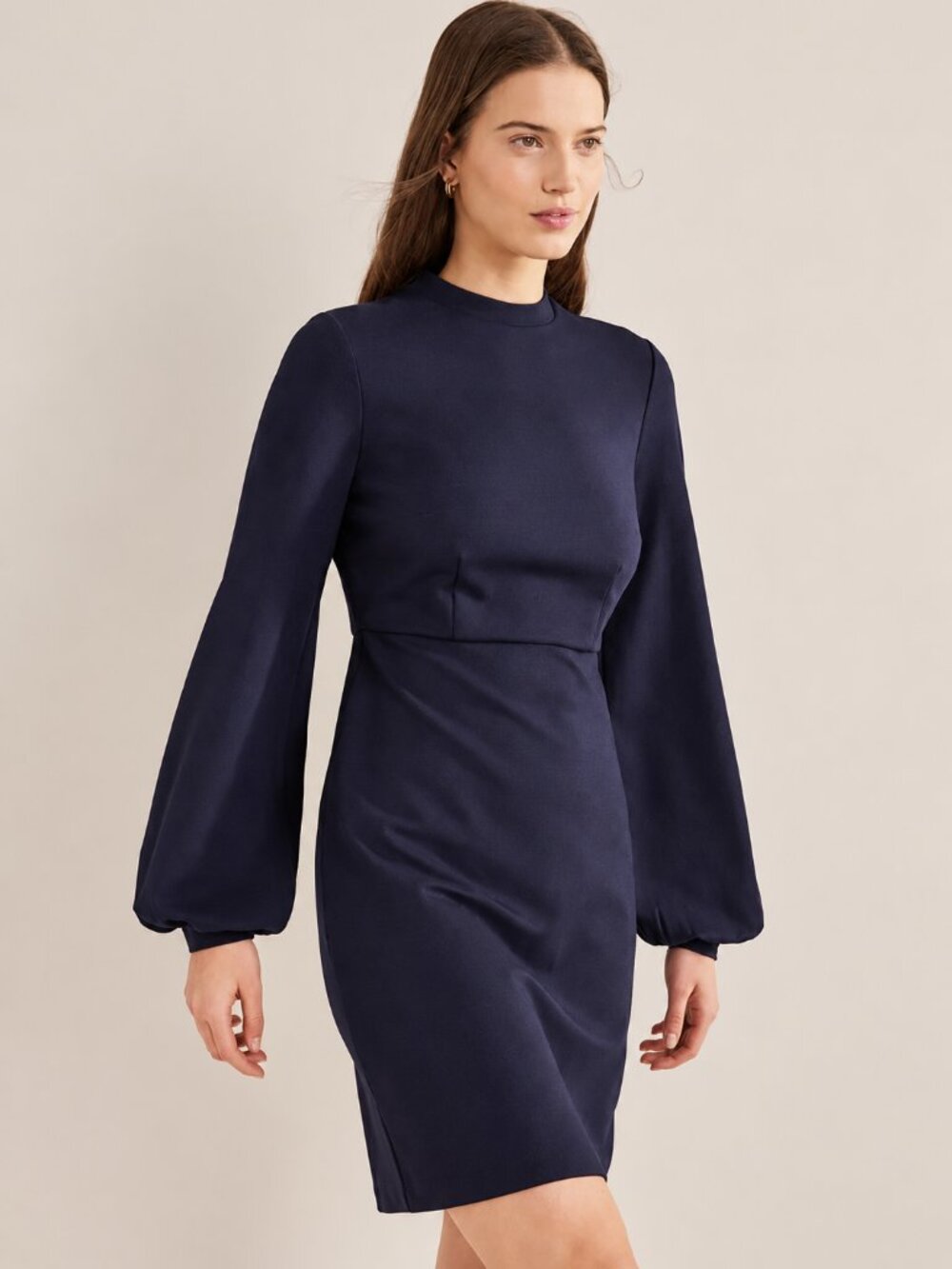 Boden Navy "Blouson" Jersey Shift Mini Dress - Sz 8